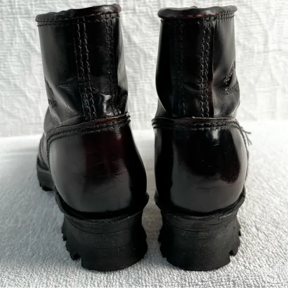 Georgia Boots Mens 7 Womens 8 Black Leather Lace Up Soft Toe Logger Work Sawyer