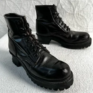 Georgia Boots Mens 7 Womens 8 Black Leather Lace Up Soft Toe Logger Work Sawyer
