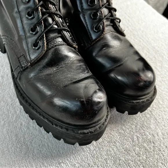Georgia Boots Mens 7 Womens 8 Black Leather Lace Up Soft Toe Logger Work Sawyer