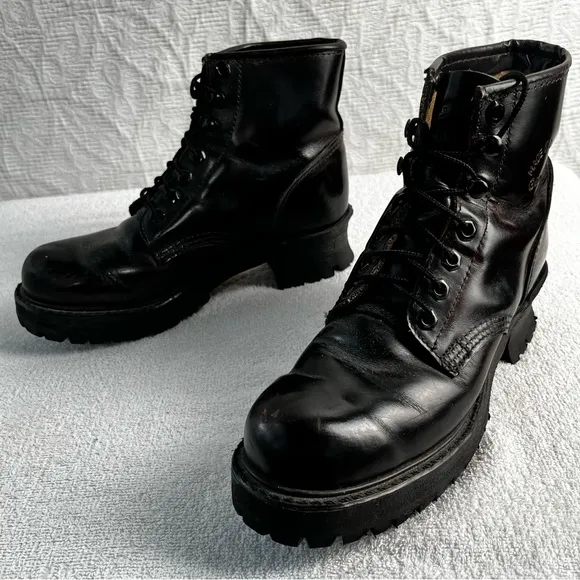 Georgia Boots Mens 7 Womens 8 Black Leather Lace Up Soft Toe Logger Work Sawyer