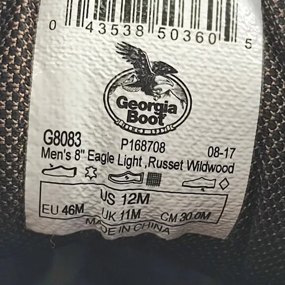 Georgia Men's Eagle Light Russet  Brown Leather Work Boots Size 12M US