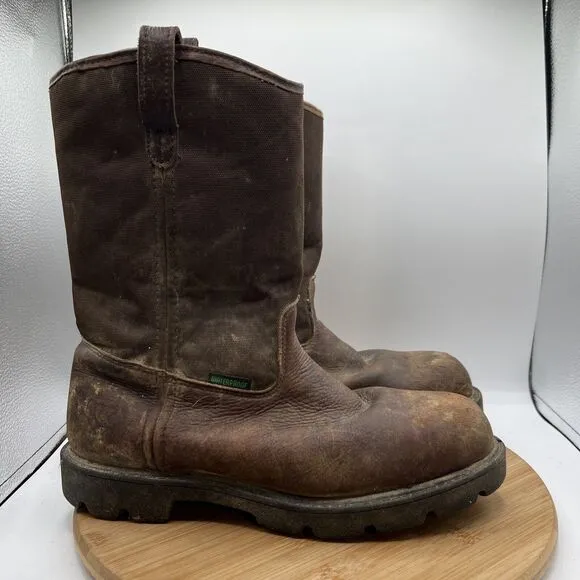 Georgia Men’s Size 9 W Wide Waterproof Steel Toe 11&quot; Work Boots-Wellington Brown