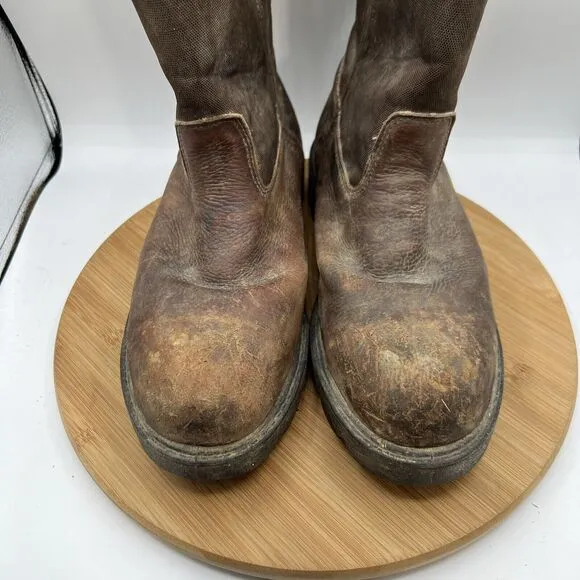 Georgia Men’s Size 9 W Wide Waterproof Steel Toe 11&quot; Work Boots-Wellington Brown