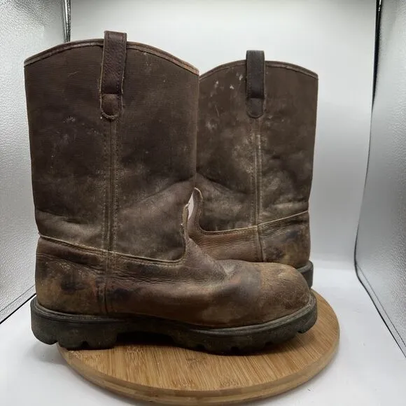 Georgia Men’s Size 9 W Wide Waterproof Steel Toe 11&quot; Work Boots-Wellington Brown