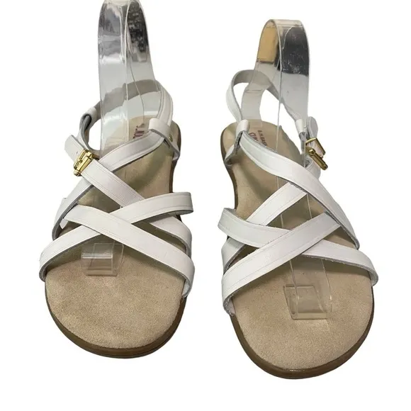 G.H. BASS - SUNJUNS - SIZE 10 - THE MARGIE - FAUX LEATHER CRISSCROSS SANDALS S5
