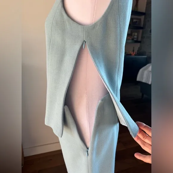 Gianfranco Ferre Studio Vintage 4 Piece Blue Skirt Business Suit 6 Small belt