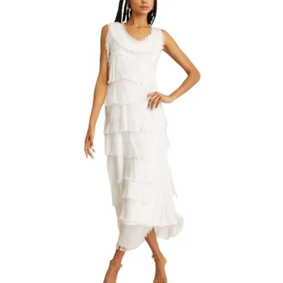 GIGI MODA Siena Dress Deconstructed Silk Tiered Long Maxi