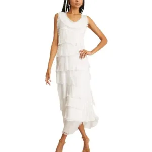 GIGI MODA Siena Dress Deconstructed Silk Tiered Long Maxi