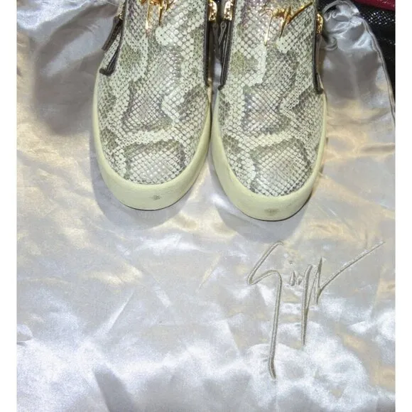 Giuseppe Zanotti Python Embossed Italian Leather Devon Skate Shoes Sneakers 39