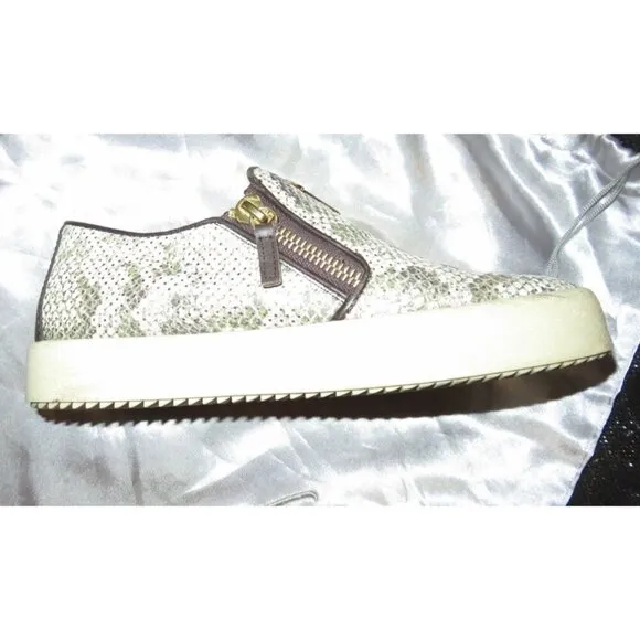Giuseppe Zanotti Python Embossed Italian Leather Devon Skate Shoes Sneakers 39