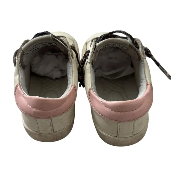 Golden Toddler Sneakers with Pink Leopard Accents, and Sparkling Star- Size 11