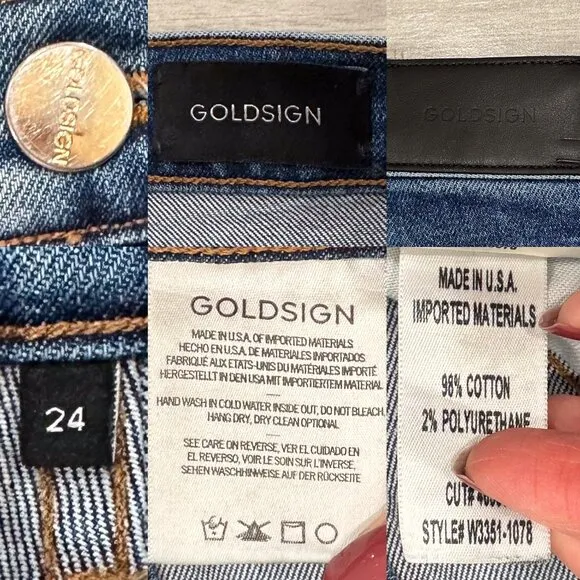 Goldsign Vintage High Rise Cropped Straight Leg Jeans in Hayward Wash Size 24