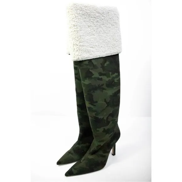 Good American Camo Over The Knee Boots Size 9 &amp; 11 Thigh High Heeled Boots
