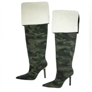 Good American Camo Over The Knee Boots Size 9 &amp; 11 Thigh High Heeled Boots