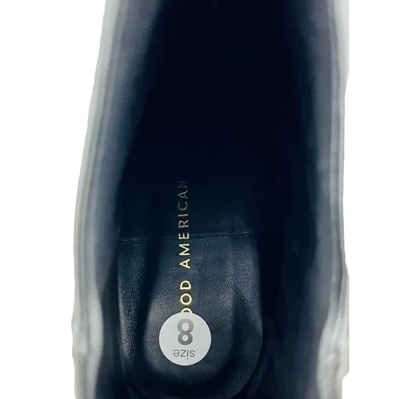Good American NEW Square Toe Patent Leather Block Heel Boots 8