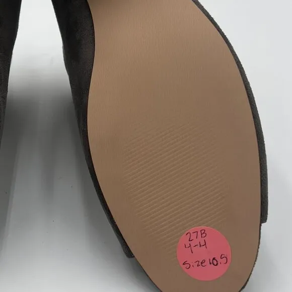 Grey Comfort Block Low Heels Peep Toe Ankle Bootie with Back Zipper