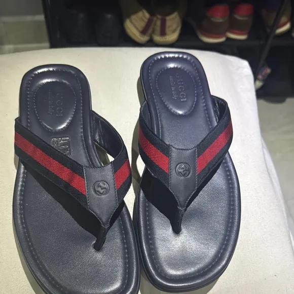 Gucci Black and Red Sandals