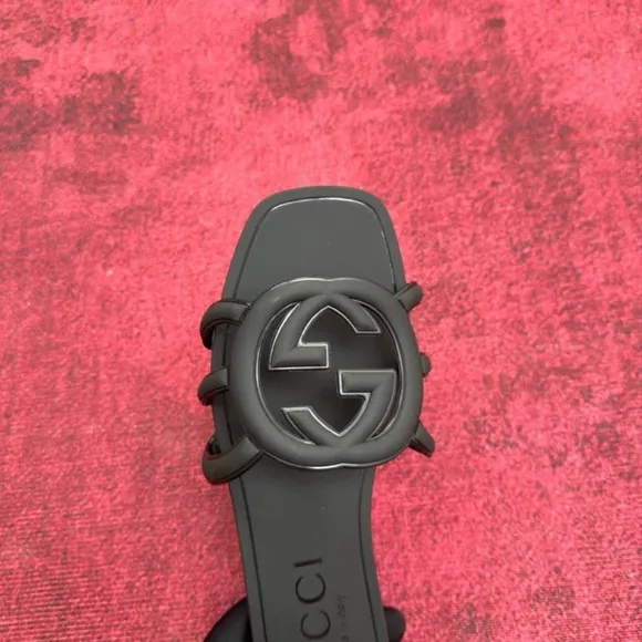 Gucci Black Iconic GG Slide Sandals