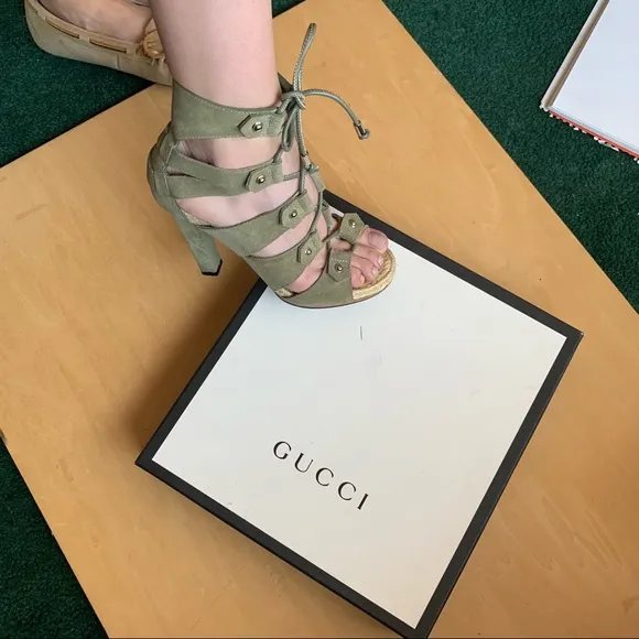 Gucci “Jasmine” Espadrille High Heel Sandals