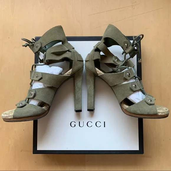 Gucci “Jasmine” Espadrille High Heel Sandals