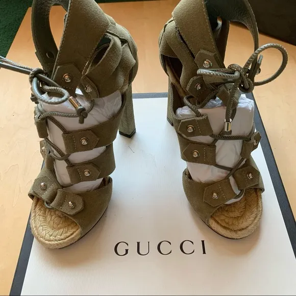 Gucci “Jasmine” Espadrille High Heel Sandals