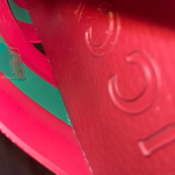 Gucci Pink and Green Sandals with Crisscross Straps