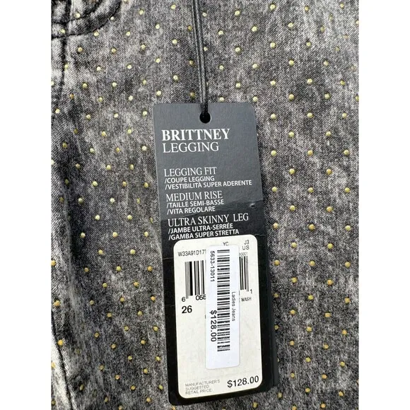Guess Brittney Jeans Legging Mid-rise Denim In Guinevere Wash Black Sz 26 / 2