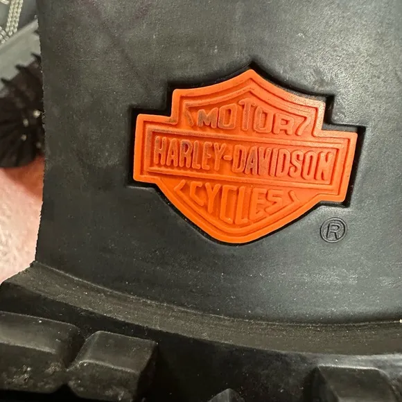 Harley Davidson Black Buckle Fur Lined Round Toe Biker Boots Size US 8