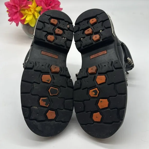 Harley-Davidson Black Combat Moto Boots with Buckles and Zippers BAB7932A