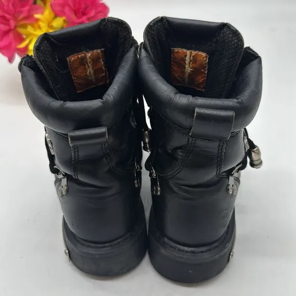 Harley-Davidson Black Combat Moto Boots with Buckles and Zippers BAB7932A