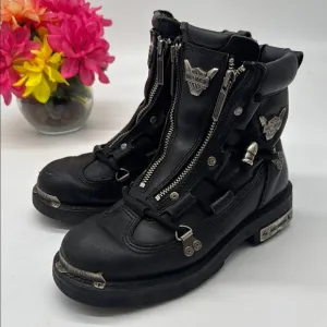 Harley-Davidson Black Combat Moto Boots with Buckles and Zippers BAB7932A