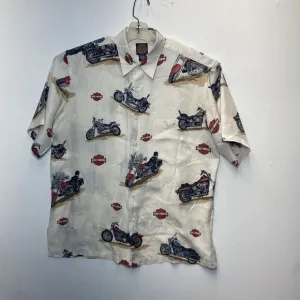 Harley Davidson Silk Button Up Shirt Men’s Medium Motorcycle Graphic
