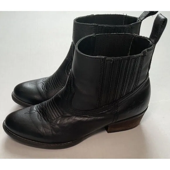 🔷Harley Davison Women’s Leather Black Ankle Western Riding Biker Boots Size 9.5