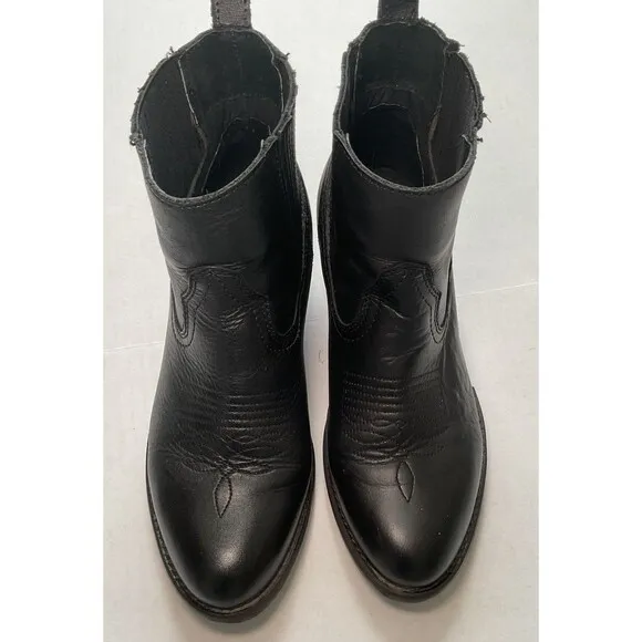 🔷Harley Davison Women’s Leather Black Ankle Western Riding Biker Boots Size 9.5