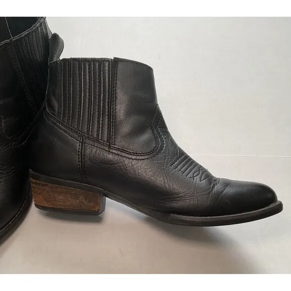 🔷Harley Davison Women’s Leather Black Ankle Western Riding Biker Boots Size 9.5