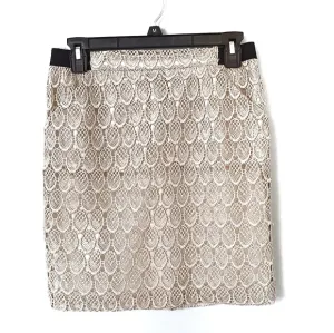 Harvey Faircloth Skirt Womens 4 Gold Metallic Eyelet Lace Silk Mini