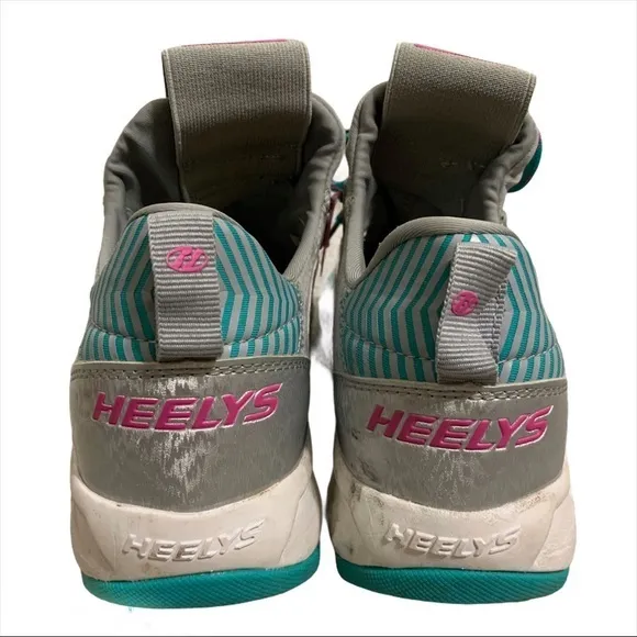 HEELYS Bandit Gray Teal Pink Skate Shoes Y5 W6