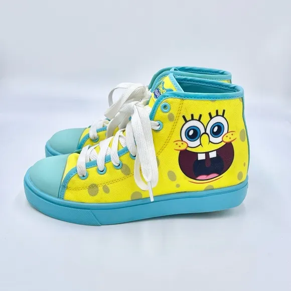 Heelys Hustle SpongeBob SquarePants Skate Shoes High Top Youth Size 4 HES 10330