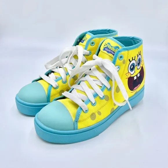 Heelys Hustle SpongeBob SquarePants Skate Shoes High Top Youth Size 4 HES 10330