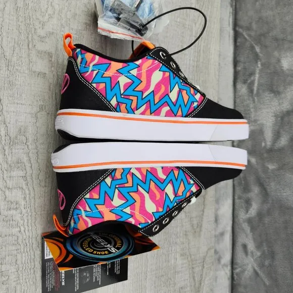 Heelys Pro 20 Skate Girl Size Y3 (EU 34) Black Pink Orange Cyan Shoes NIB