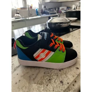 Heelys Racer 20 X2 Color Block Black Orange Blue Green Roller Skate Shoes sz 2 Y