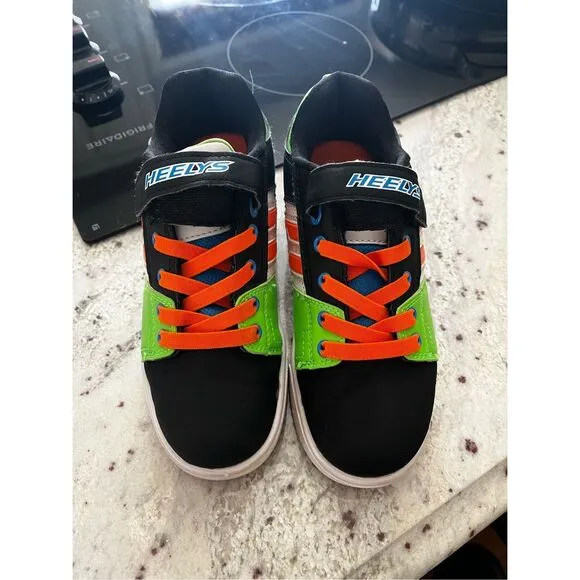 Heelys Racer 20 X2 Color Block Black Orange Blue Green Roller Skate Shoes sz 2 Y