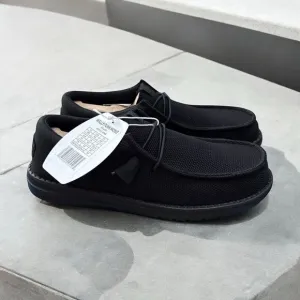 Hey Dude Wally Sox Lace Up Loafers Micro Total Black Everyday Shoes Mens Size 9