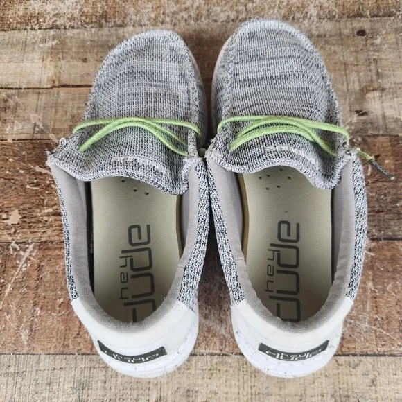 Hey Dude Wally Sox Women's Size 6 Stone White Slip On Casual Comfort Flat Shoes