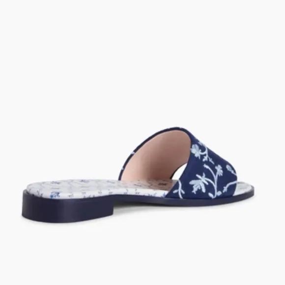 Hill House The Summer Slide Blue Embroidery Shoe Sandal Botanical Sz 11 NEW
