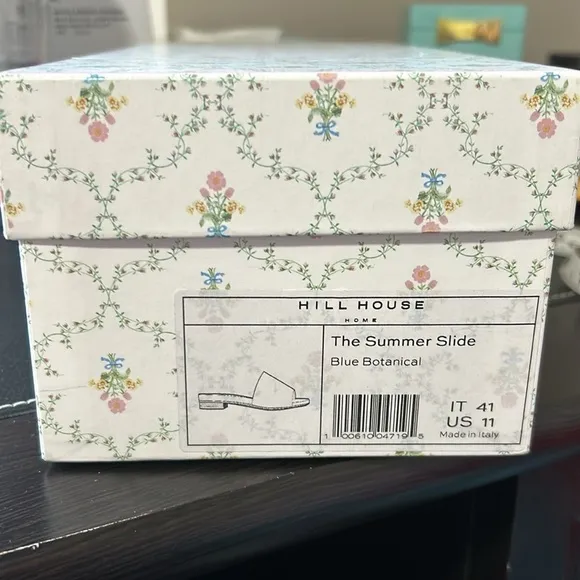 Hill House The Summer Slide Blue Embroidery Shoe Sandal Botanical Sz 11 NEW