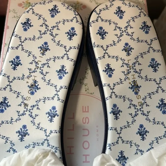 Hill House The Summer Slide Blue Embroidery Shoe Sandal Botanical Sz 11 NEW