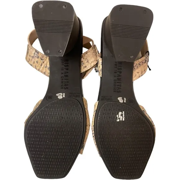 HISPANITAS Anthropologie Sandals snakeskin print Slingback Size 38/8 New