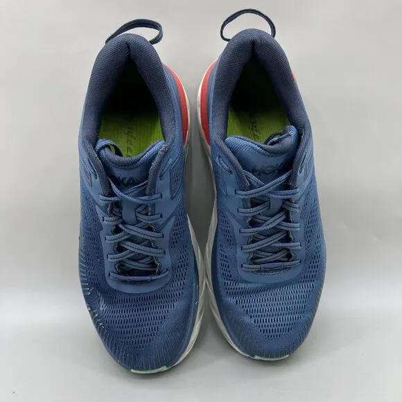 Hoka One One Bondi 7 Running Sneakers Men Size 8 Blue Comfort Low Top Lace Shoes