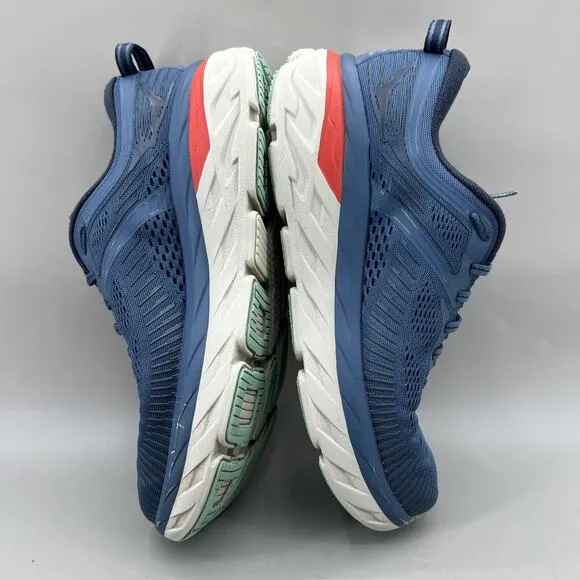 Hoka One One Bondi 7 Running Sneakers Men Size 8 Blue Comfort Low Top Lace Shoes